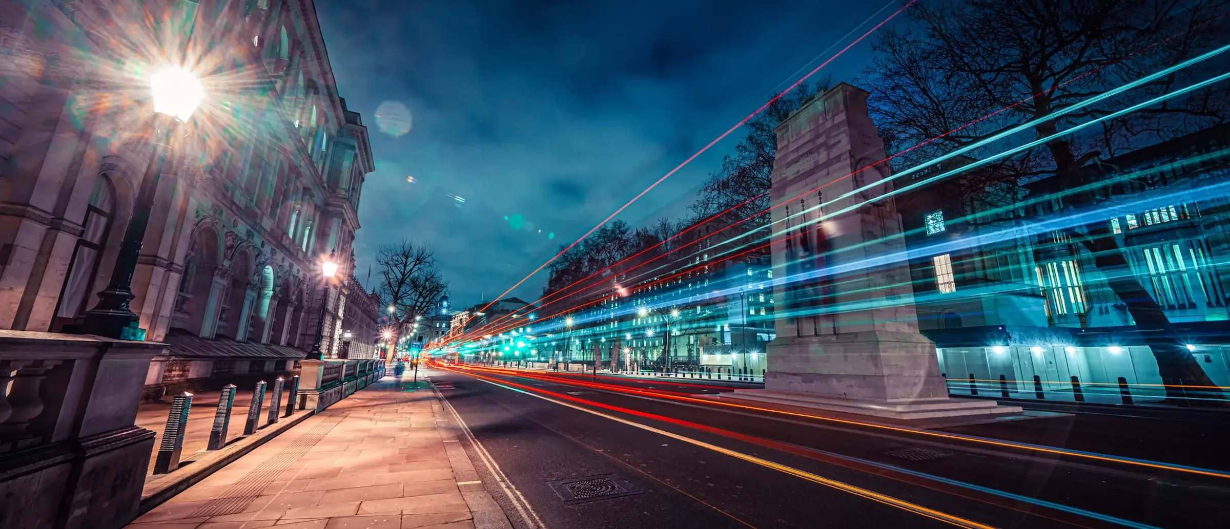 A road in London at night